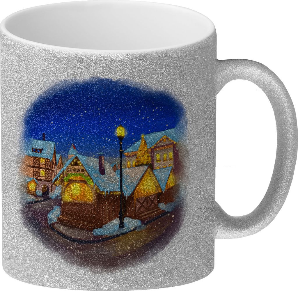 Glühweinstand Weihnachtsmarkt Variante 1 Glitzer-Kaffeebecher