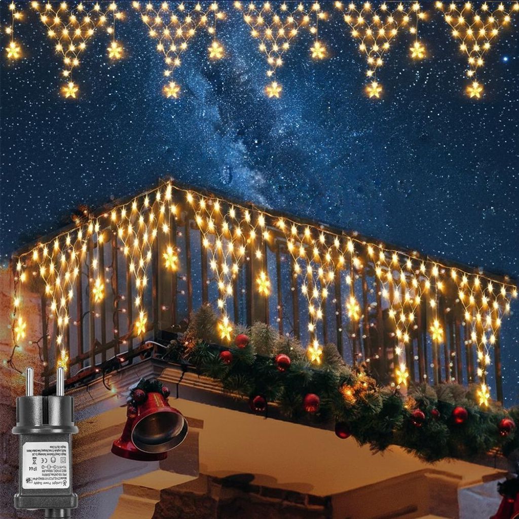 4x0.6M LED Lichtervorhang Weihnachten Sterne Lichterkette Produktbild 