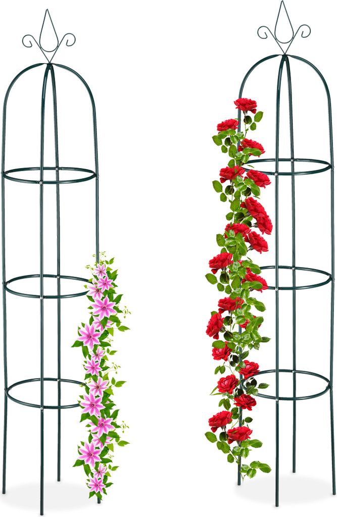Relaxdays Rankhilfe Obelisk, 2er Set, 200 cm hoch, Produktbild 