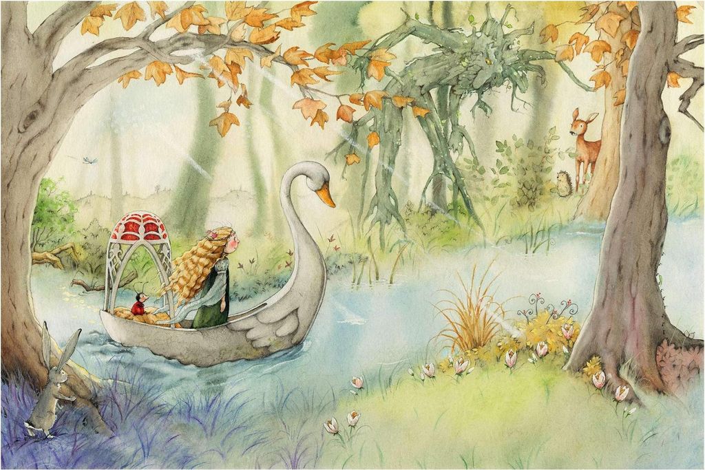 Fototapete Wald - Vliestapete - Bildtapete UV-beständig Design schwarz weiss Aquarell Illustration Wandtapete geruchsfrei
