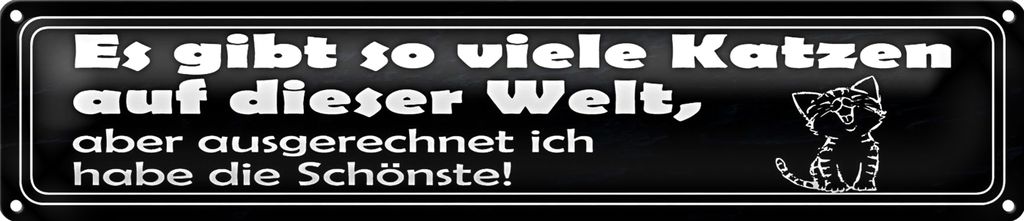 Blechschild Spruch 46x10cm es gibt so viele Katzen auf Welt Dekoration