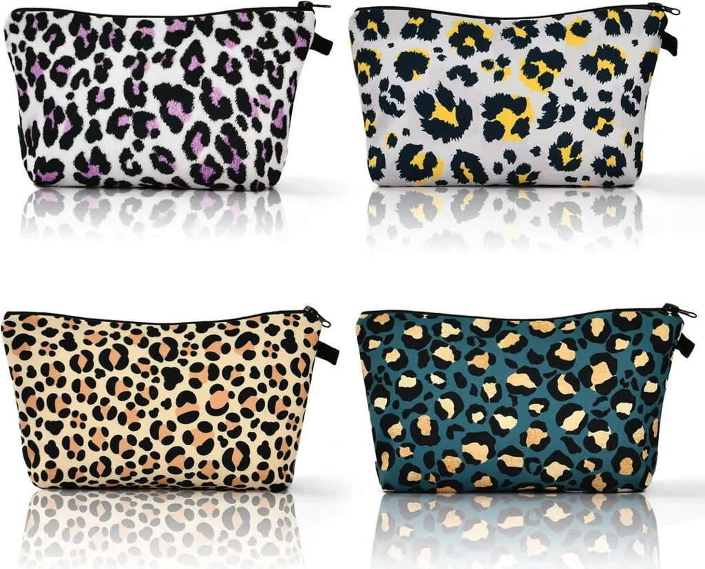 Lot de 4 pochettes de maquillage en toile pour rangement cosmétique