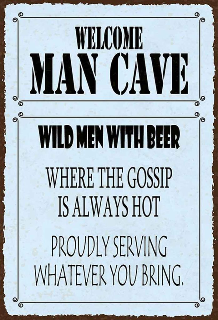 vianmo Holzschild 30x20 cm welcome man cave wild men with Beer