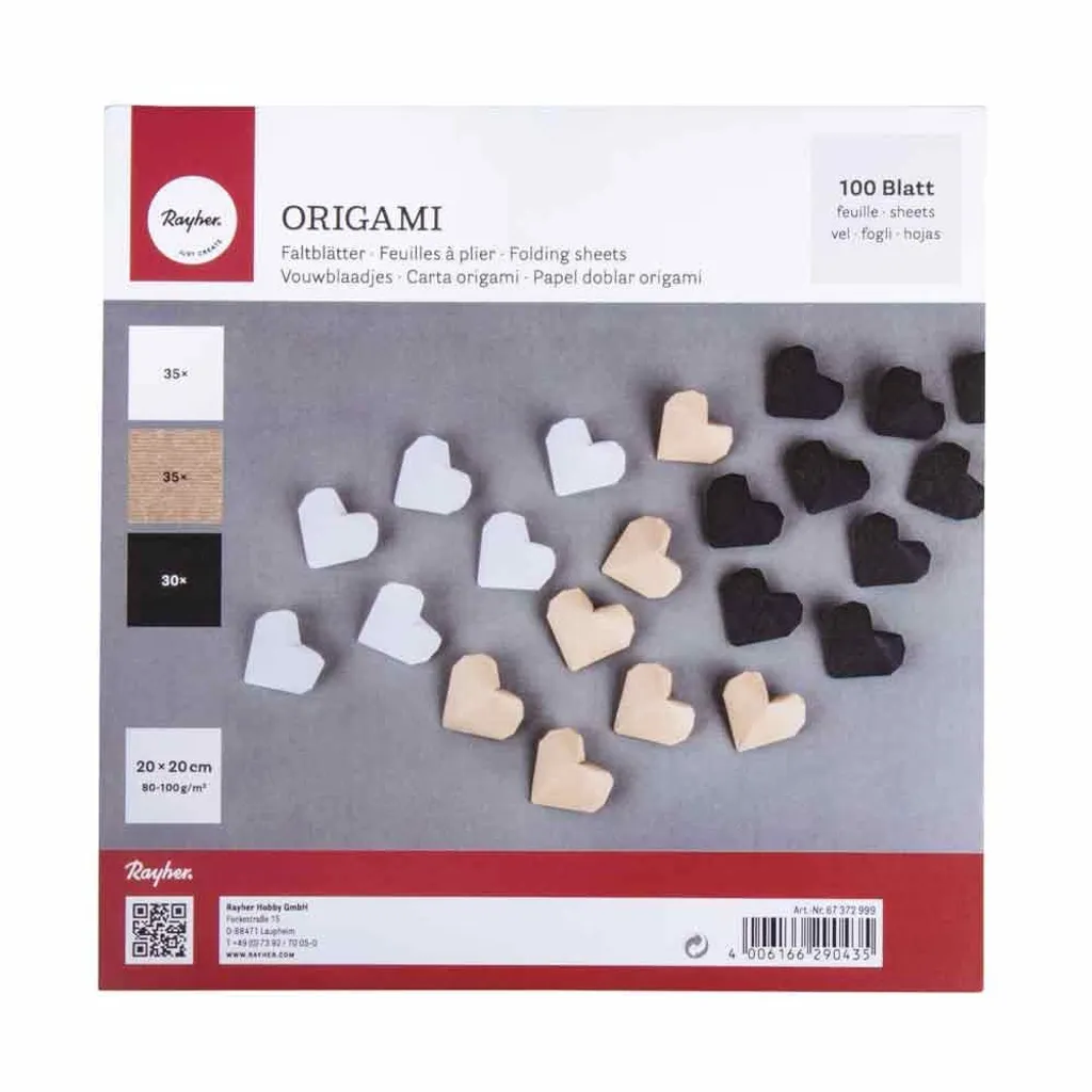 Papier Pliage Origami Couleur 20 x 20 cm - Pack de 100 Feuilles Carrées