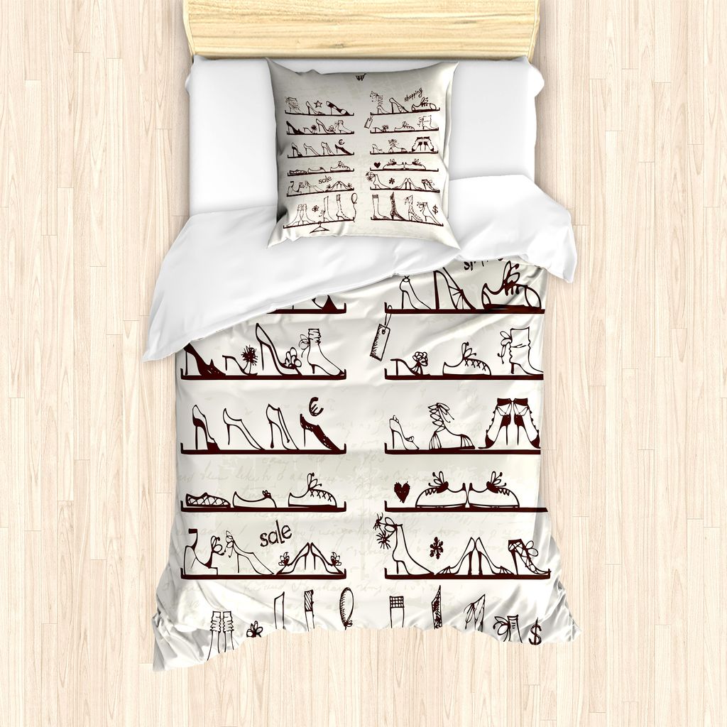 ABAKUHAUS High Heels Bettbezug Set für Einzelbetten, Feminine Schuhe Regale, Milbensicher Allergiker geeignet mit Kissenbezug, 135 cm x 200 cm - 8...