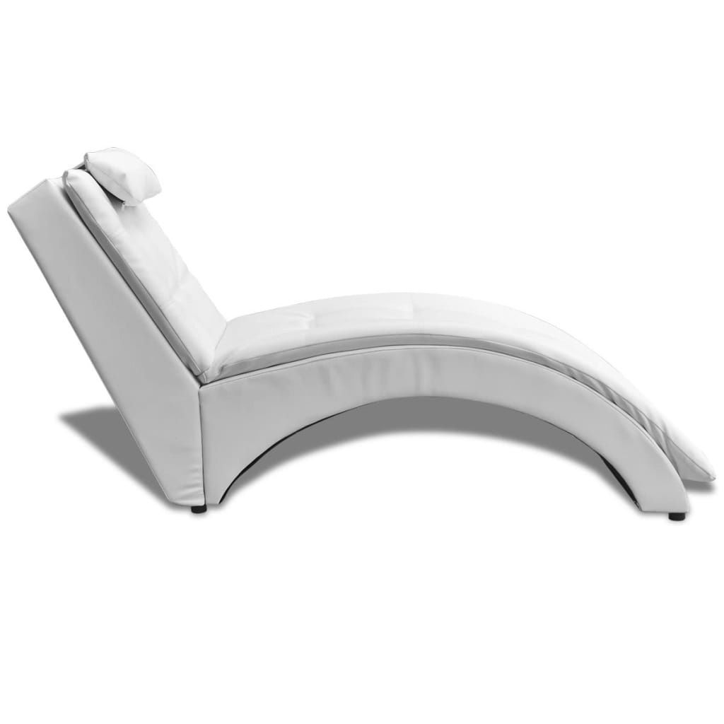 Möbel Chaiselongue Modernes Design - Liegesofa für Wohnzimmer - mit Kissen Weiß Kunstleder - 150x55x72 cm Top1444438