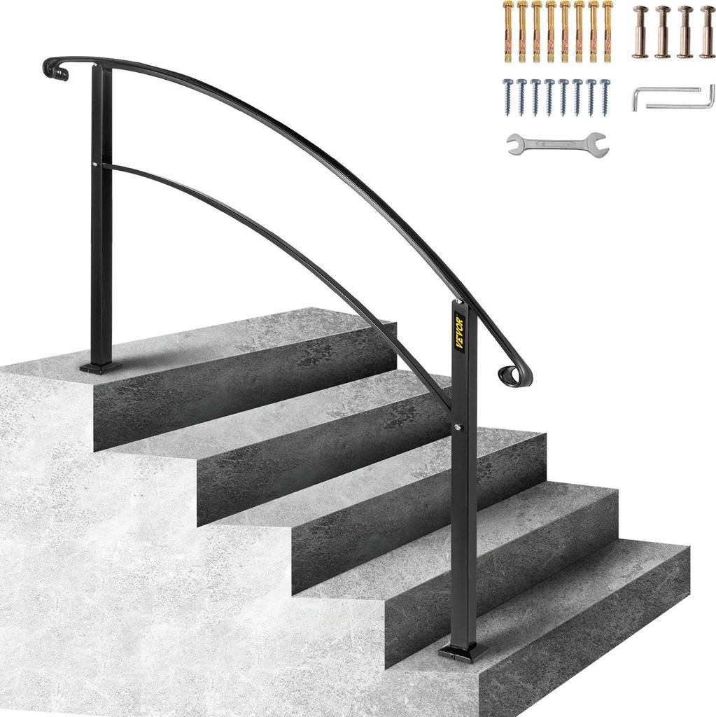VEVOR Schmiedeeisen Treppenhandlauf Schwarz Büro Gärten Produktbild 