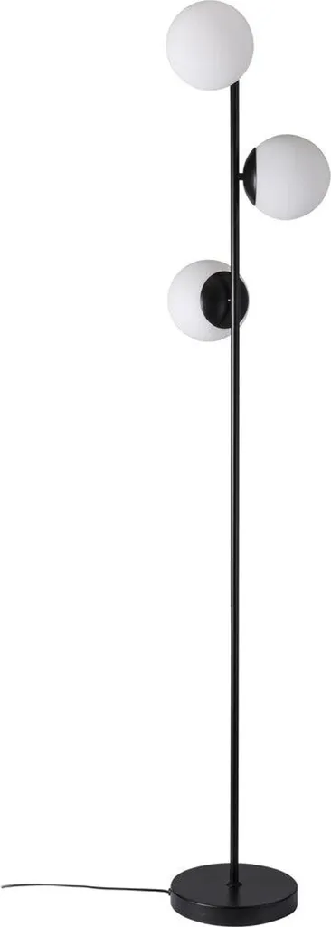 Lampadaire trépied Lilly noir Nordlux avec globes en verre blanc opale