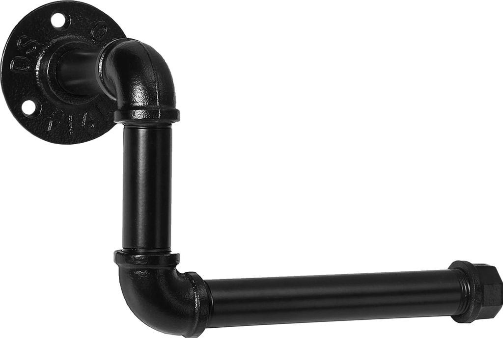 QUVIO Industrieller Toilettenpapierhalter - Toilettenzubehör - Toilettenpapierhalter - Metallrohr - Schwarz - 10 x 19 x 14 cm