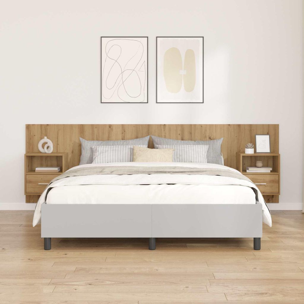 "Schlussverkauf" Kopfteil mit Schrank 3 Stück - Bettkopfteil - Artisan-Eiche Holzwerkstoff C10731