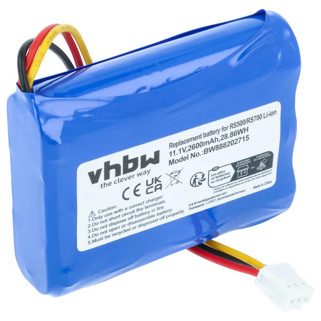 vhbw Akku kompatibel mit Moneual Everybot RS500, RS700 Home Cleaner Heimroboter (2600 mAh, 11,1 V, Li-Ion)