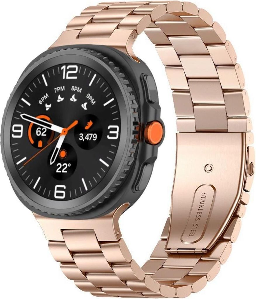 Edelstahl Armband für Samsung Galaxy Watch 8 / 8 Classic Three Beads Rose Gold