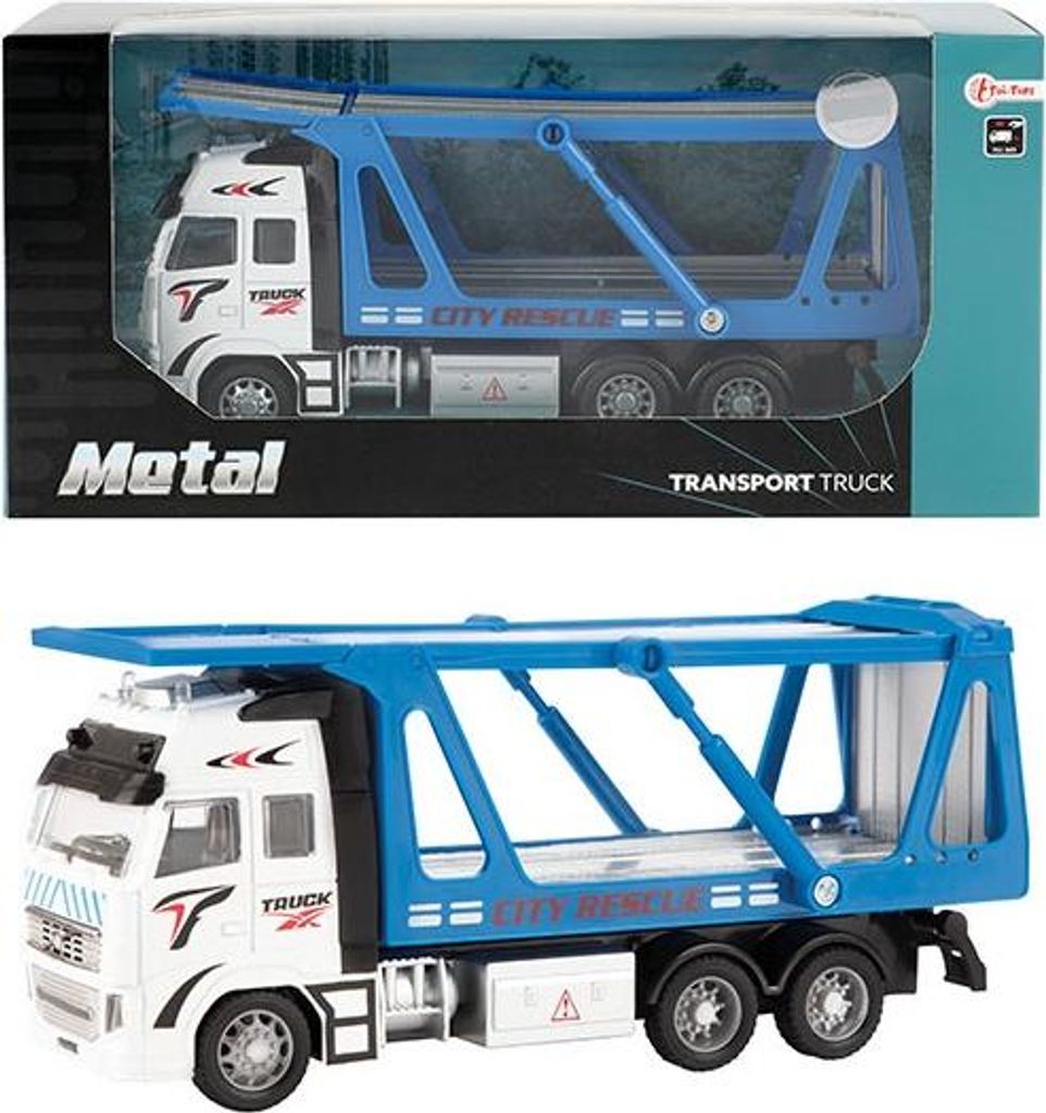 Camion de transport de voitures en métal 1:38 Bleu 12Cm Image du produit 
