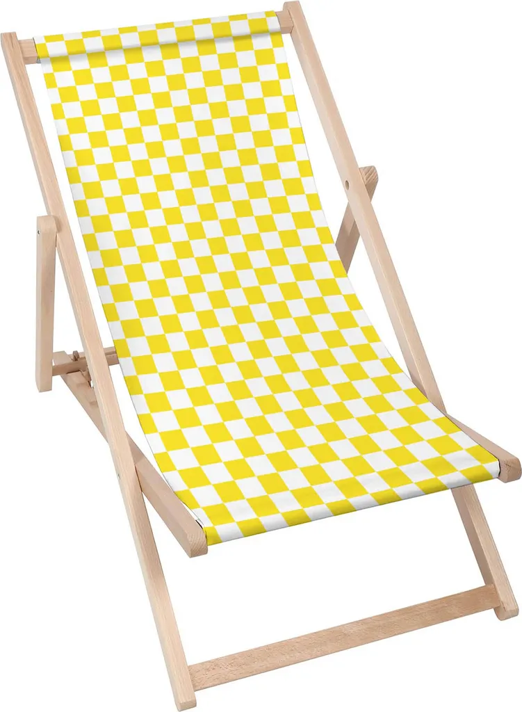 Sdraio Legno Pieghevole Dreamroots: Robusta 130kg Giallo Scacchi