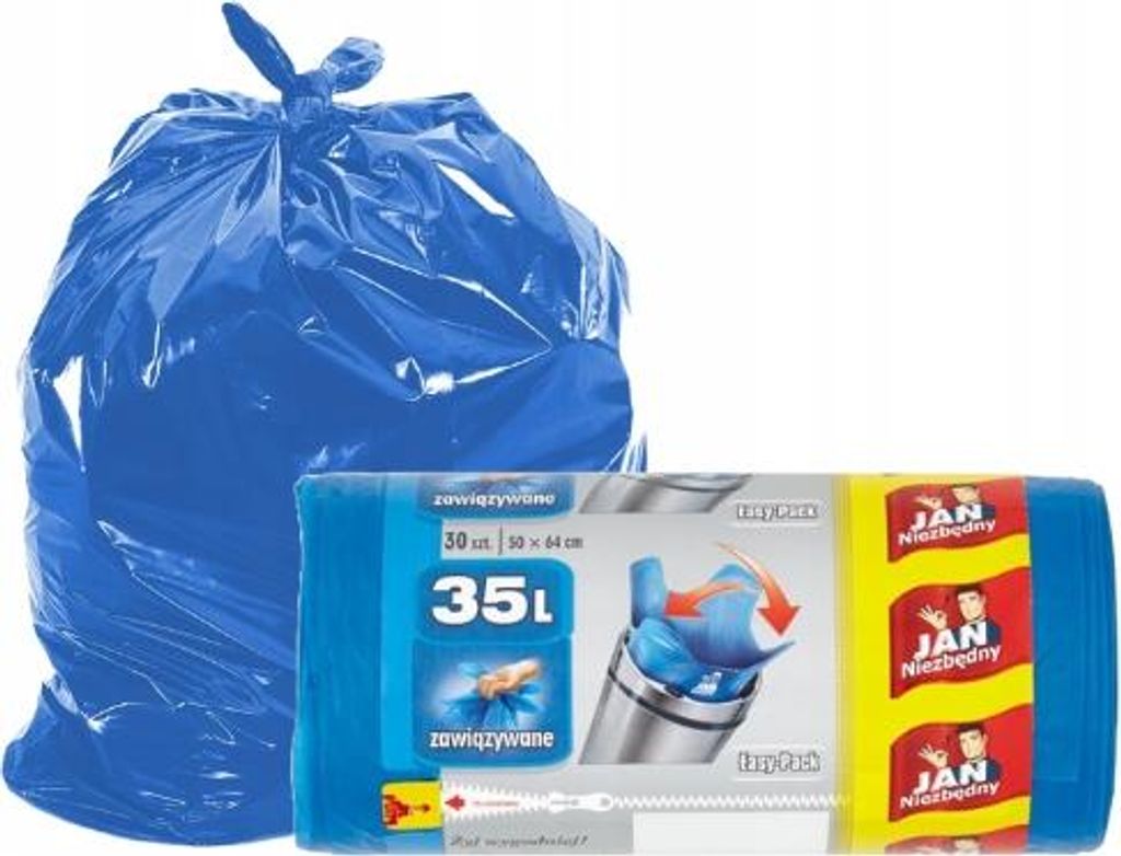 Worki na śmieci Jan N. 35L 30 sztuk HD Easy-Pack niebieskie
