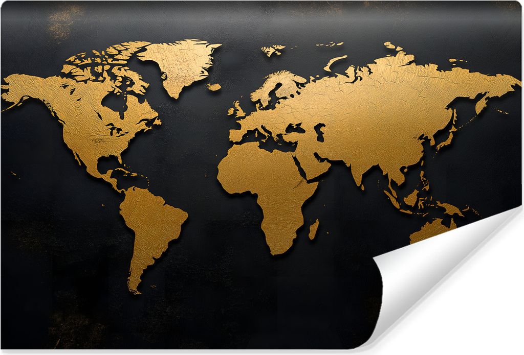 Muralo Selbstklebende Fototapete für Wohnzimmer Büro WELTKARTE modernes Muster Br. 450cm x Hö. 300cm