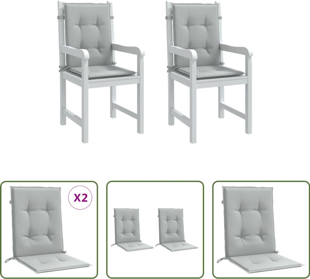 The Living Store Niedriglehner-Auflagen 2 Stk. Melange Hellgrau 100x50x4cm Stoff