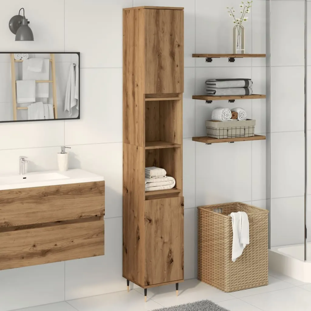 Armadietto Bagno Alto 190cm Rovere Artisan | Sicuro e Capiente