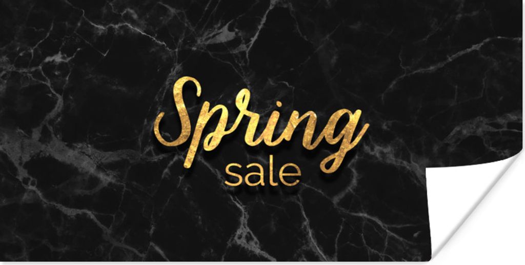 MuchoWow Poster Verkauf - Frühling - Gold - Marmor 80x40 cm - Wanddeko