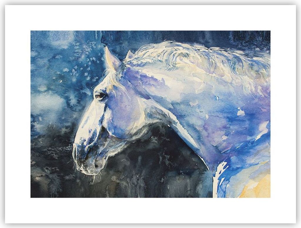 Poster - Poster ohne Rahmen - Pferd Aquarell Porträt - 40x30 cm - Wand Bild - Wanddeko - Wandbilder - Kunstposter - Wandposter - Bilder - Kunstdru...