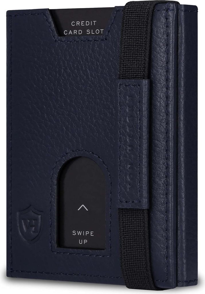 Slim Wallet mit XL Münzfach & RFID-Schutz - Leder Geldbeutel - Mini Geldbörse für Herren und Damen - Kartenetui Echtleder Karten Portemonnaie klein