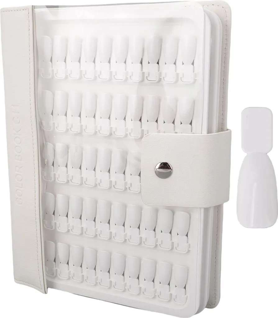 Nuancier Ongles 150 Couleurs avec Revêtement Cuir PU et Ongles Blancs