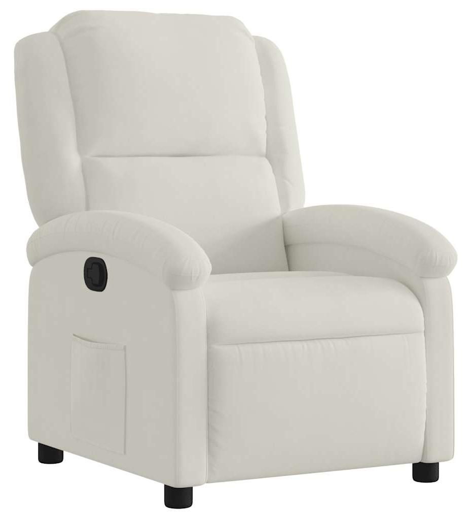 Sillón de relax de color crema, tapizado en terciopelo, Imagen del producto 