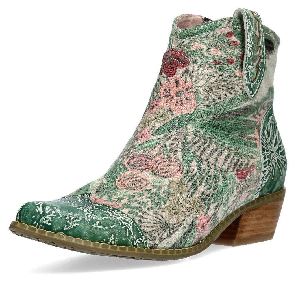 Laura Vita Boot Damen Stiefelette floral grafisch gemustert HICNIO 01, Größe:40 EU, Farbe:Grün