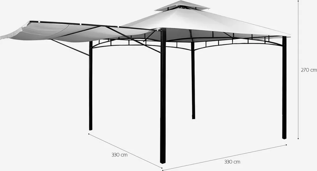 Gazebo 3,3x3,3m Pagode Antigua Anthracite pour Jardin et Marché