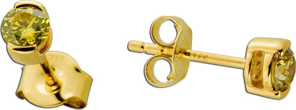 Brillant Ohrstecker Gold 585 14K gelbe Natur Diamanten 0.50ct