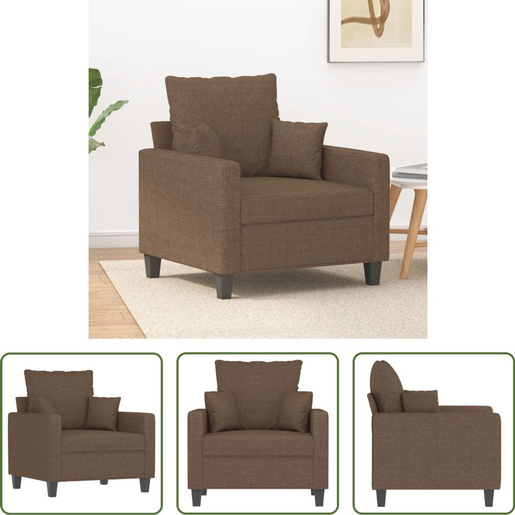 The Living Store Sessel Braun 60 cm Stoff