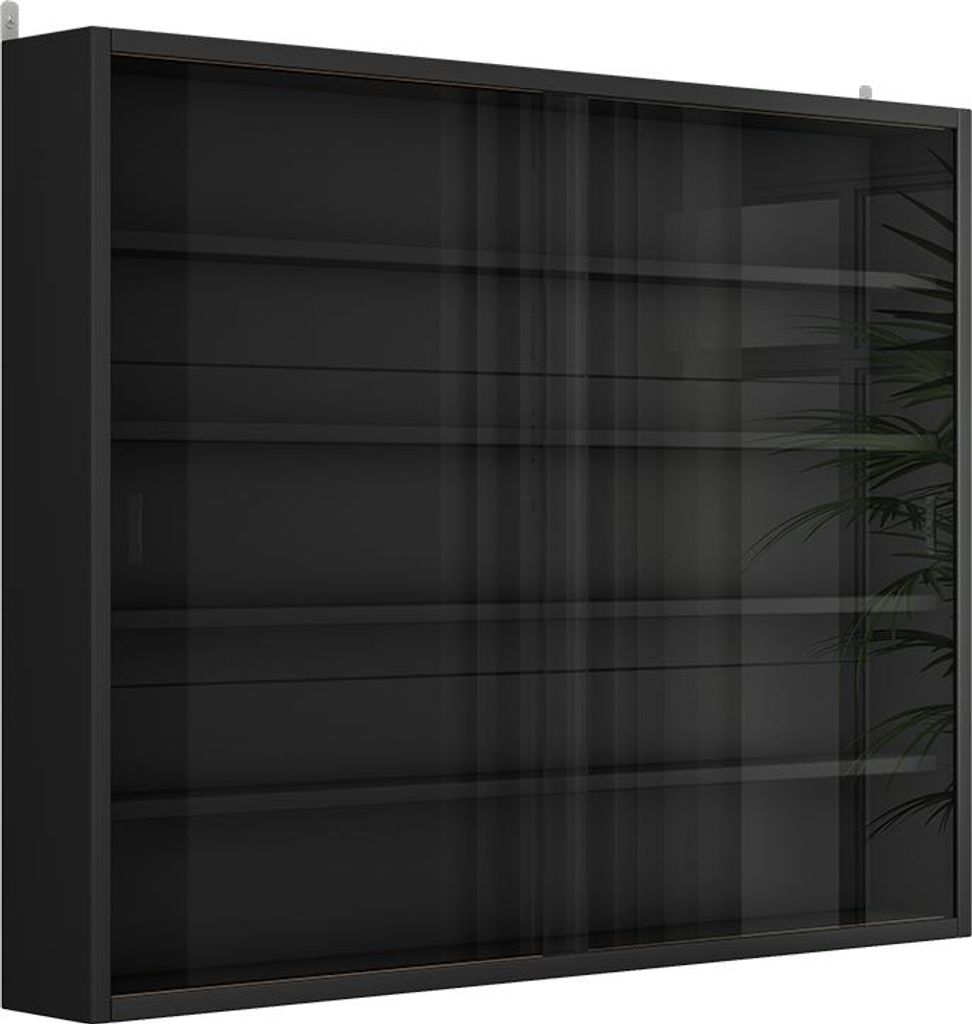 Wandvitrine Vicco Showla Schwarz mit 4 Einlegeböden, Model 57895