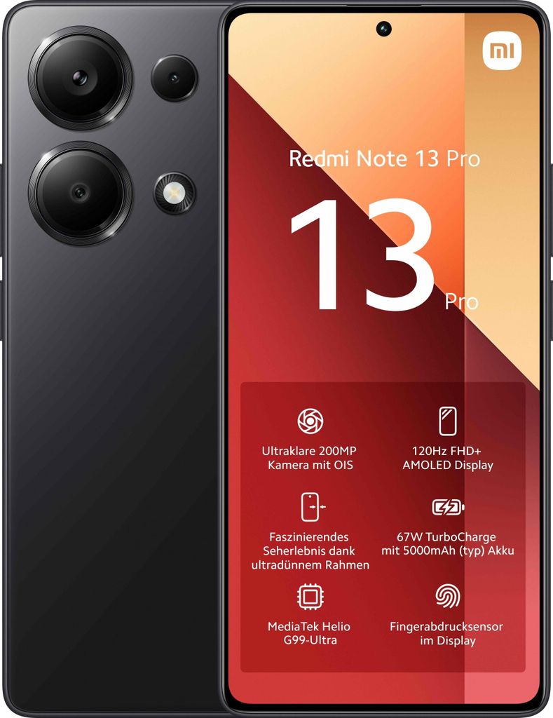 Xiaomi Redmi Note 13 Pro 4G 256GB/8GB Dual SIM Schwarz Produktbild 