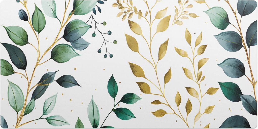 Blätter Und Zweige– Schreibtischunterlage – Schreibtisch Tischunterlage – 120x60 cm – Unterlage Groß Schreibtischmatte
