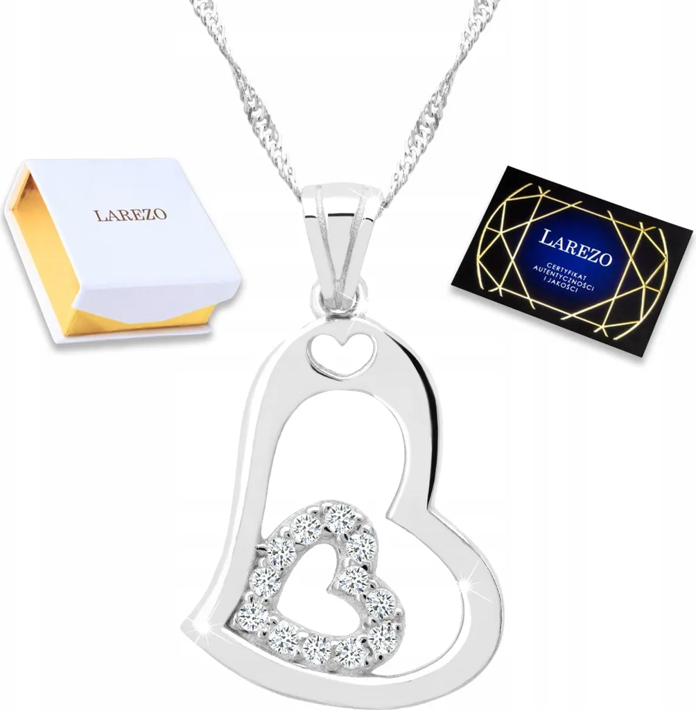 Collana Elegante Due Cuori Argento 925 e Zirconi - Gioielleria Donna