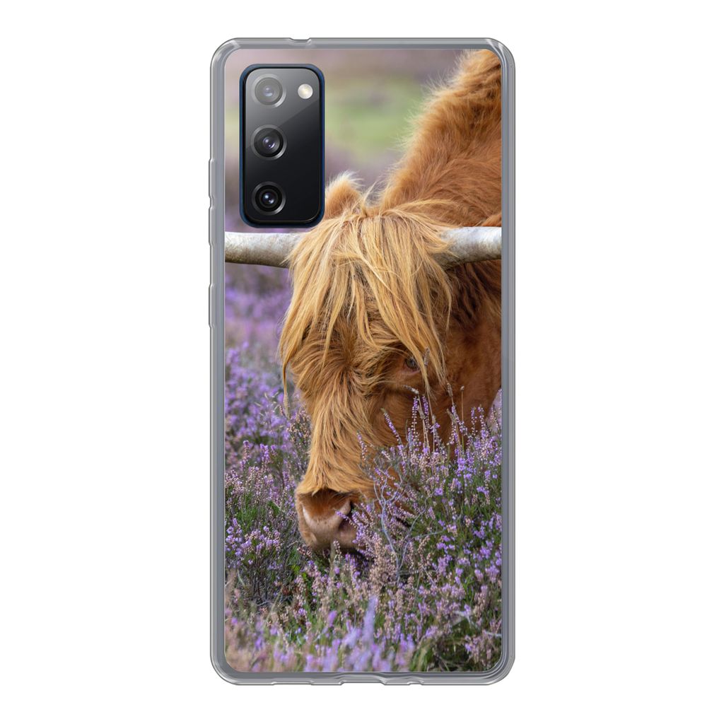 MuchoWow Handyhülle Schutzhülle Hülle für Samsung Galaxy S20 FE Schottischer Highlander - Tiere - Heide Silikon Softcase Handy Hülle - Abdec...