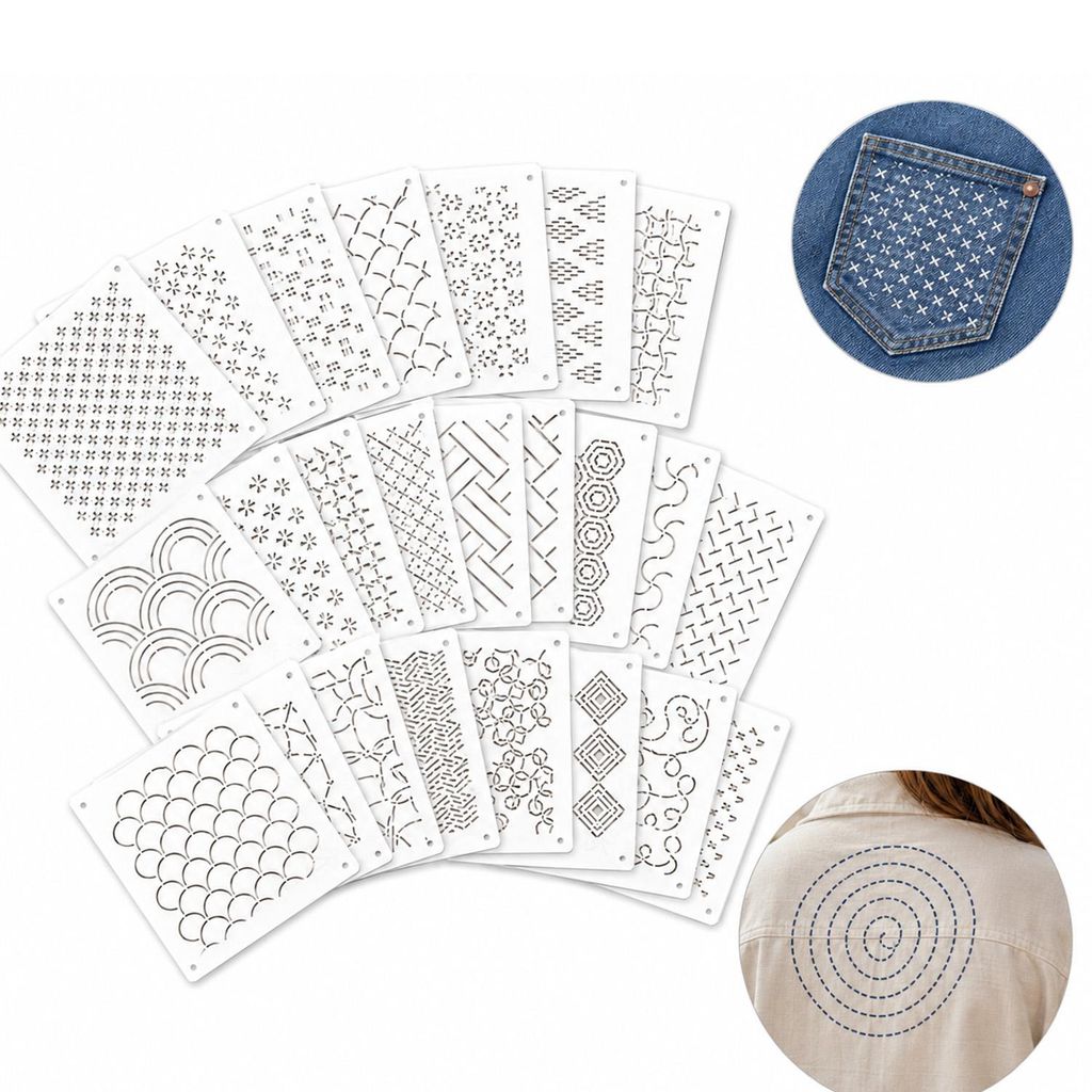 DIY Bastel Schablonen Set 25 Muster Geometrisch 11,9×11,9cm Produktbild 