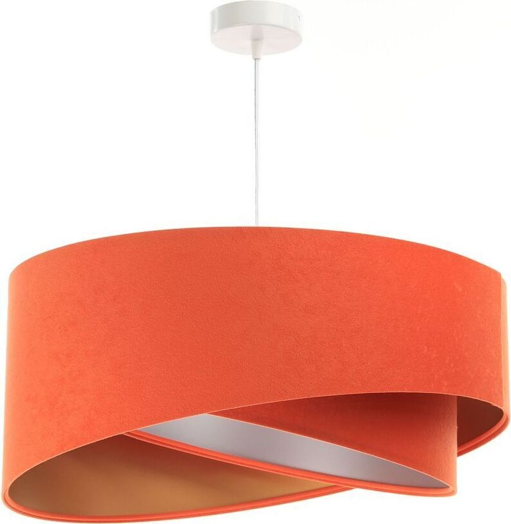 Pendelleuchte Stoff D: 50 cm H: max. 102 cm in Weiß Orange Gold Silber E27 rund Modern Hängeleuchte Hängelampe