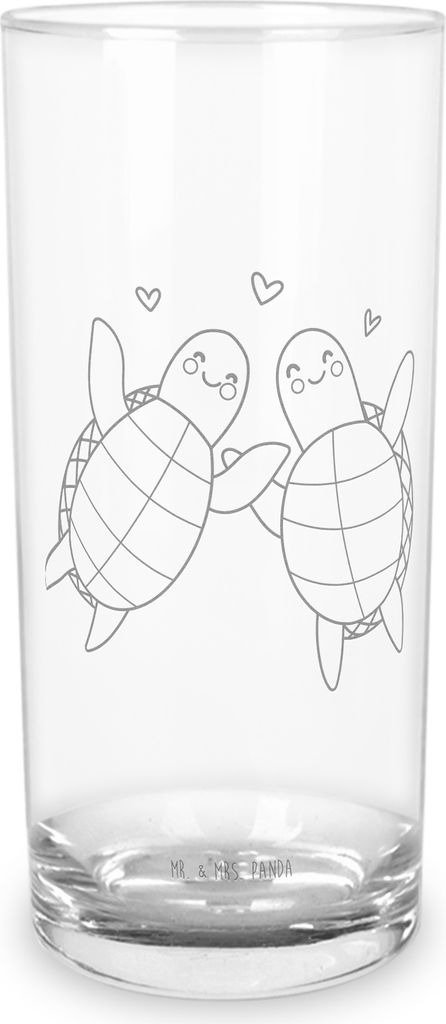 Mr. & Mrs. Panda Glas Schildkröten Paar 200 ml - Transparent - Geschenk, Wasserglas, für Frauen, Freund, Cocktailglas, Longdrinkglas, Freundin, G...