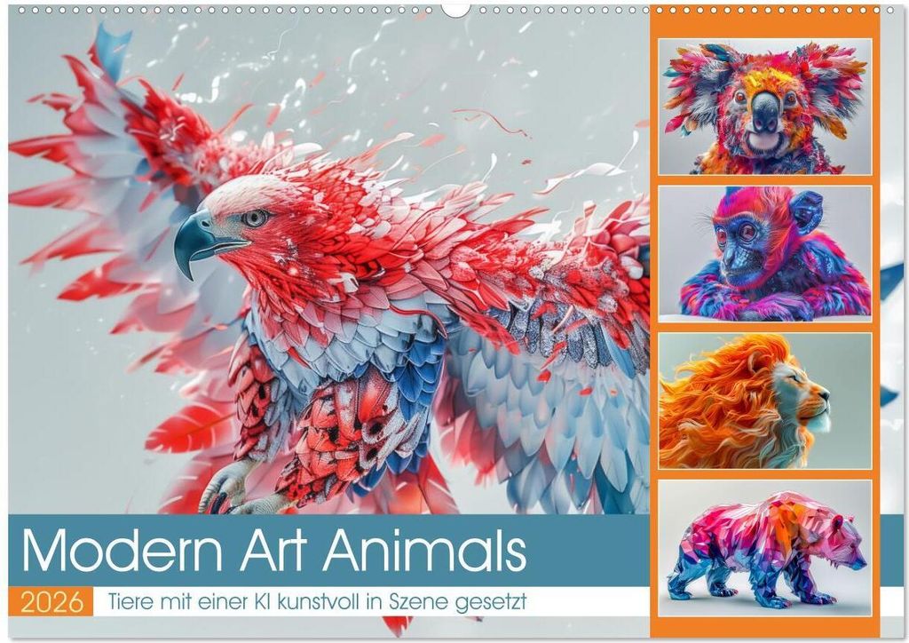 Modern Art Animals (Wandkalender 2026 DIN A2 quer), CALVENDO Monatskalender