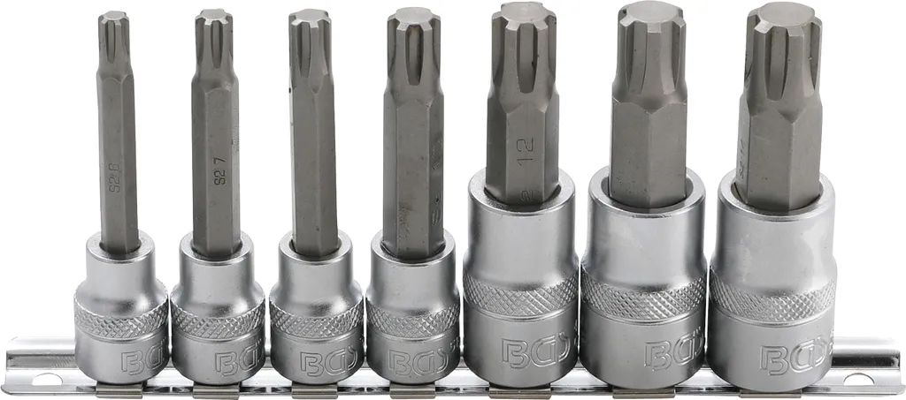 BGS 5185 | Set di inserti per bit | 10 mm (3/8") / 12,5 mm (1/2") | Profilo a cuneo (per RIBE) M6 - M14 | 7 pz.