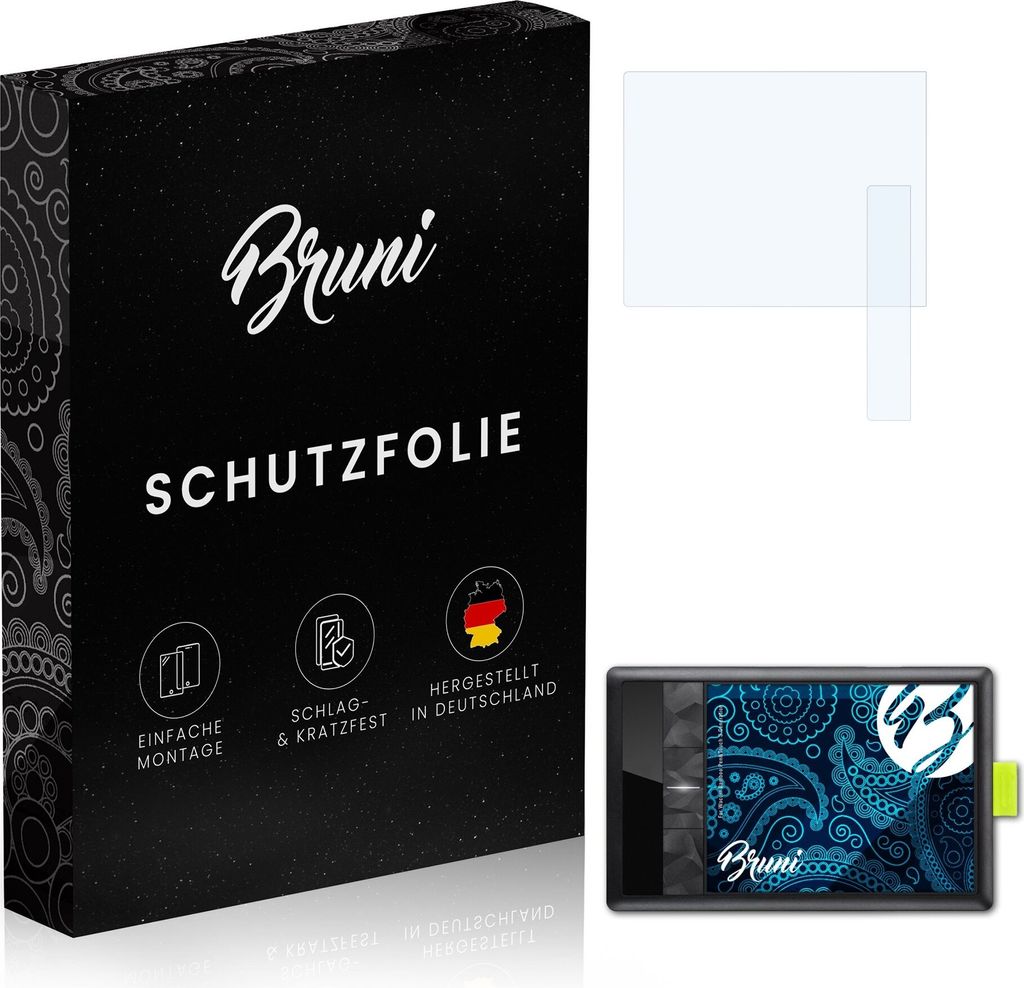 Bruni Basics-Clear 2x Schutzfolie kompatibel mit Wacom Bamboo Pen&Touch (3.Generation) Folie