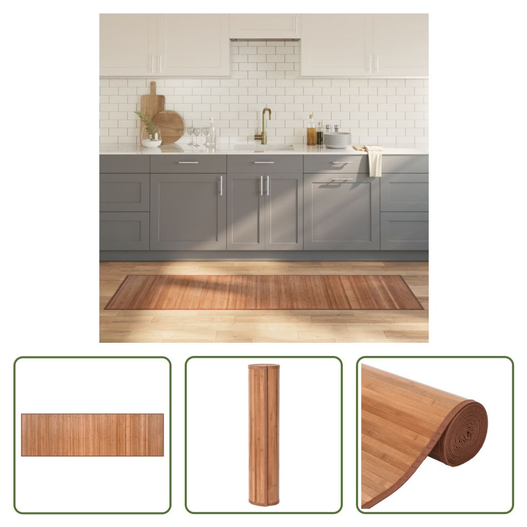 The Living Store Teppich Rechteckig Natur 60x200 cm Bambus
