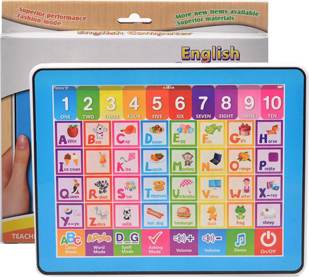 Baby-Touchscreen-Handyspielzeug mit LED-Buchstaben-Zahlen-Lernmaschine, Musiklicht