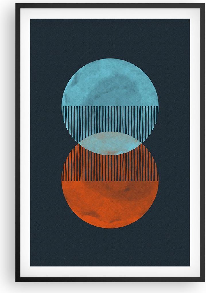 Gerahmtes Poster - Schwarzer Rahmen - Geometrie Abstraktion Minimalismus - 61x91,5 cm - Wand Bild - Wanddeko - Wandbilder - Kunstposter - Wandposte...