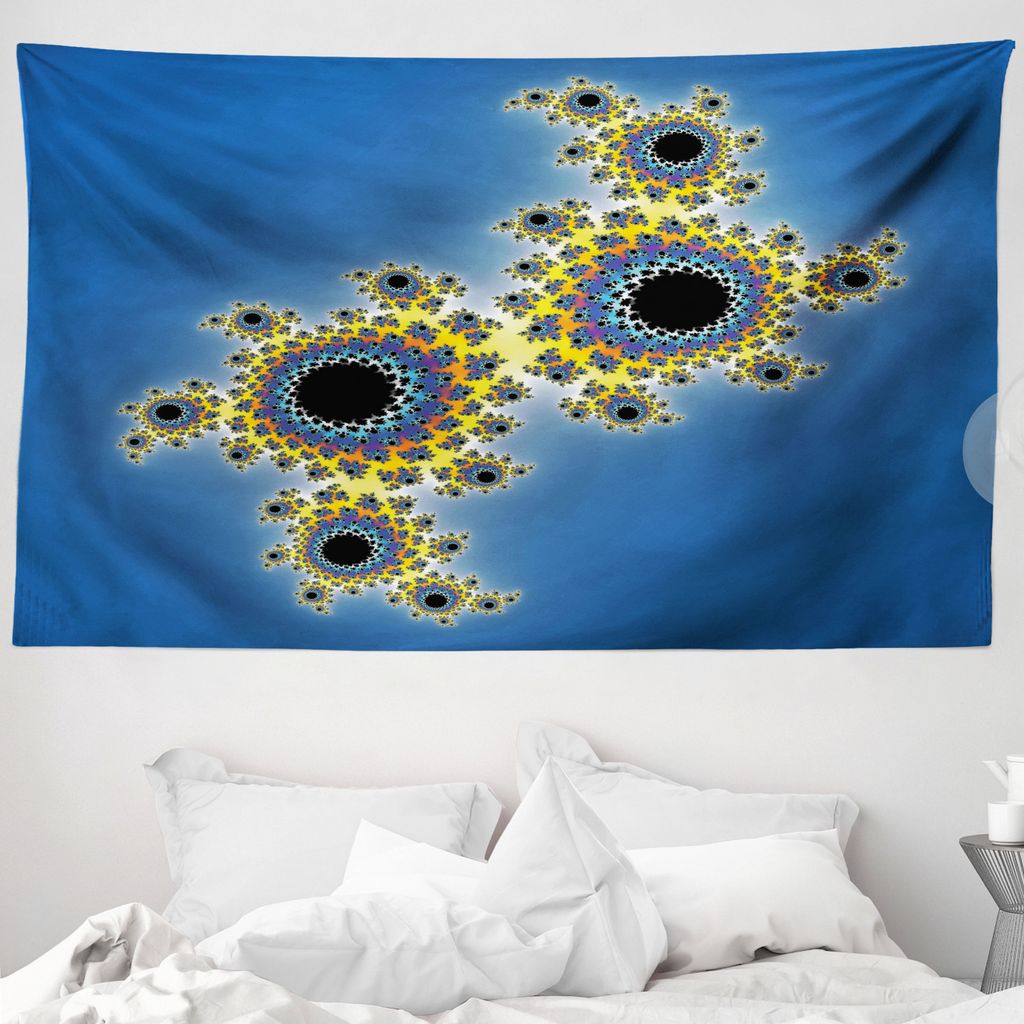 ABAKUHAUS Fractal Wandteppich, Floral Rotary-Linien aus Weiches Mikrofaser Stoff Waschbar ohne Verblassen Digitaldruck, 230 x 140 cm, Gelb Violett ...