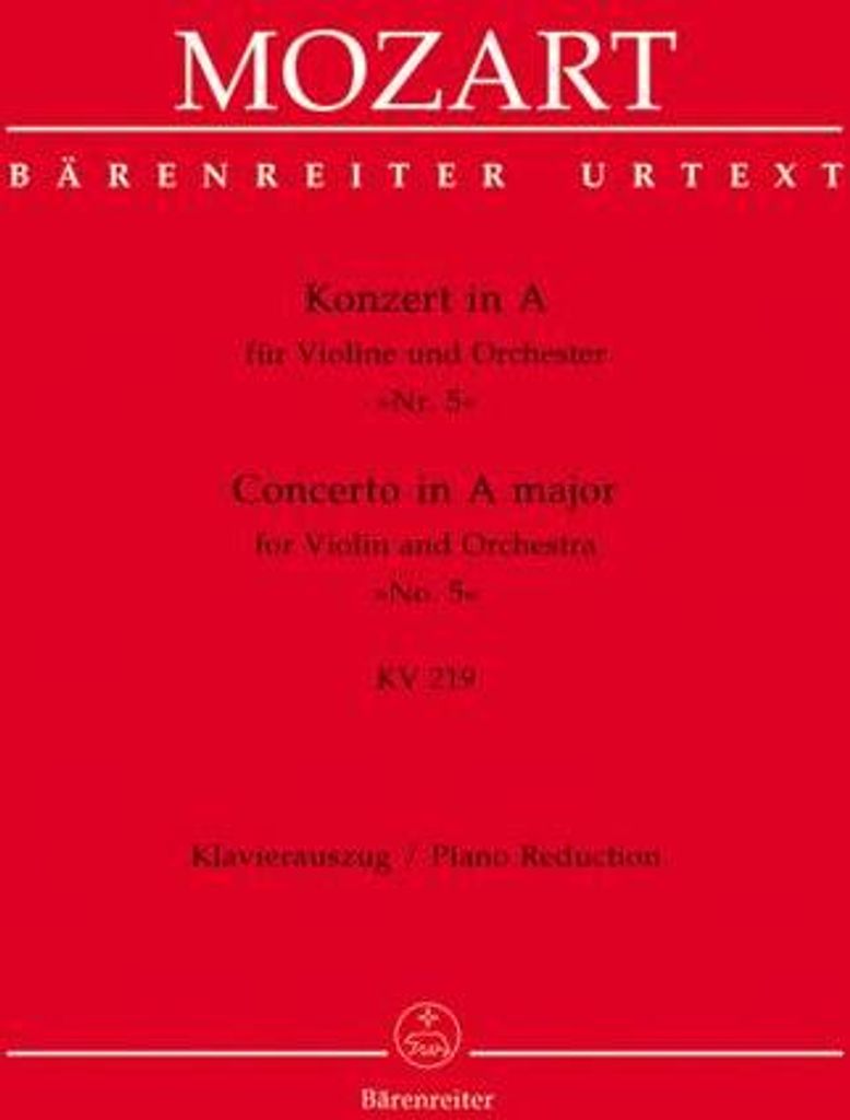 Konzert A-Dur KV219 für Violine und Orchesterfür Violine und Klavier