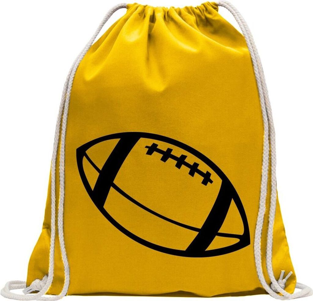 Kiwistar - Turnbeutel - gelb - Football - Fun Rucksack Sport Beutel Gymsack Baumwolle mit Ziehgurt