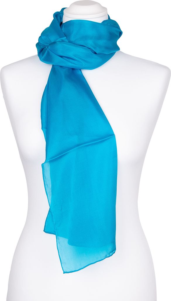 Seidenschal Halstuch Schal blau blautürkis Seide 180x45cm Produktbild 