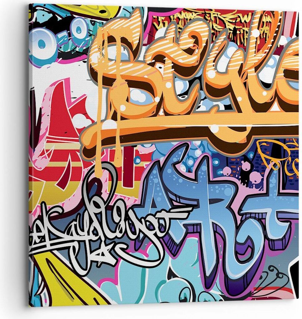 Bild auf Leinwand - Leinwandbild - Graffiti modern - 70x70cm - Wand Bild - Wanddeko - Wandbilder - Leinwanddruck - Bilder - Kunstdruck - Wanddekora...